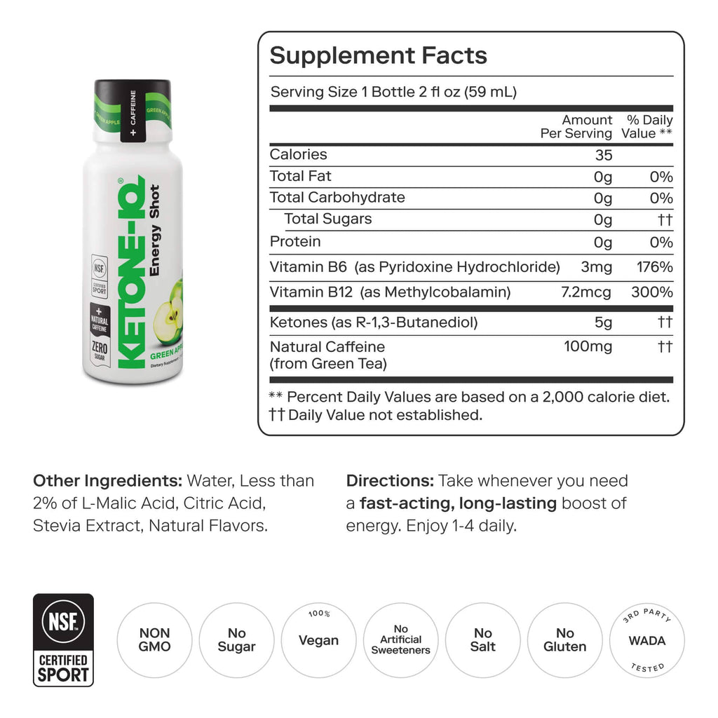 ketone IQ + cafeína manzana verde