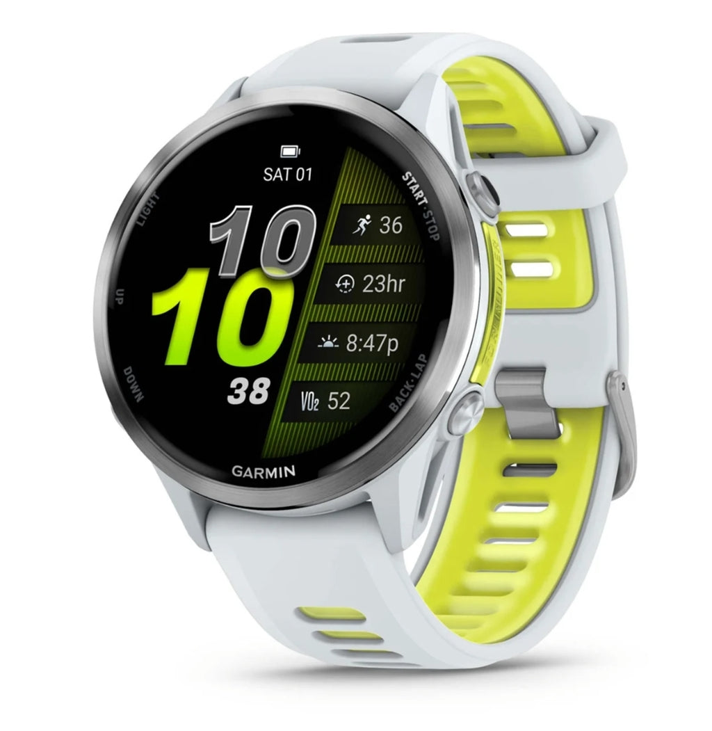 Reloj piedra blanca y amarillo Amp Garmin Forerunner® 970 music