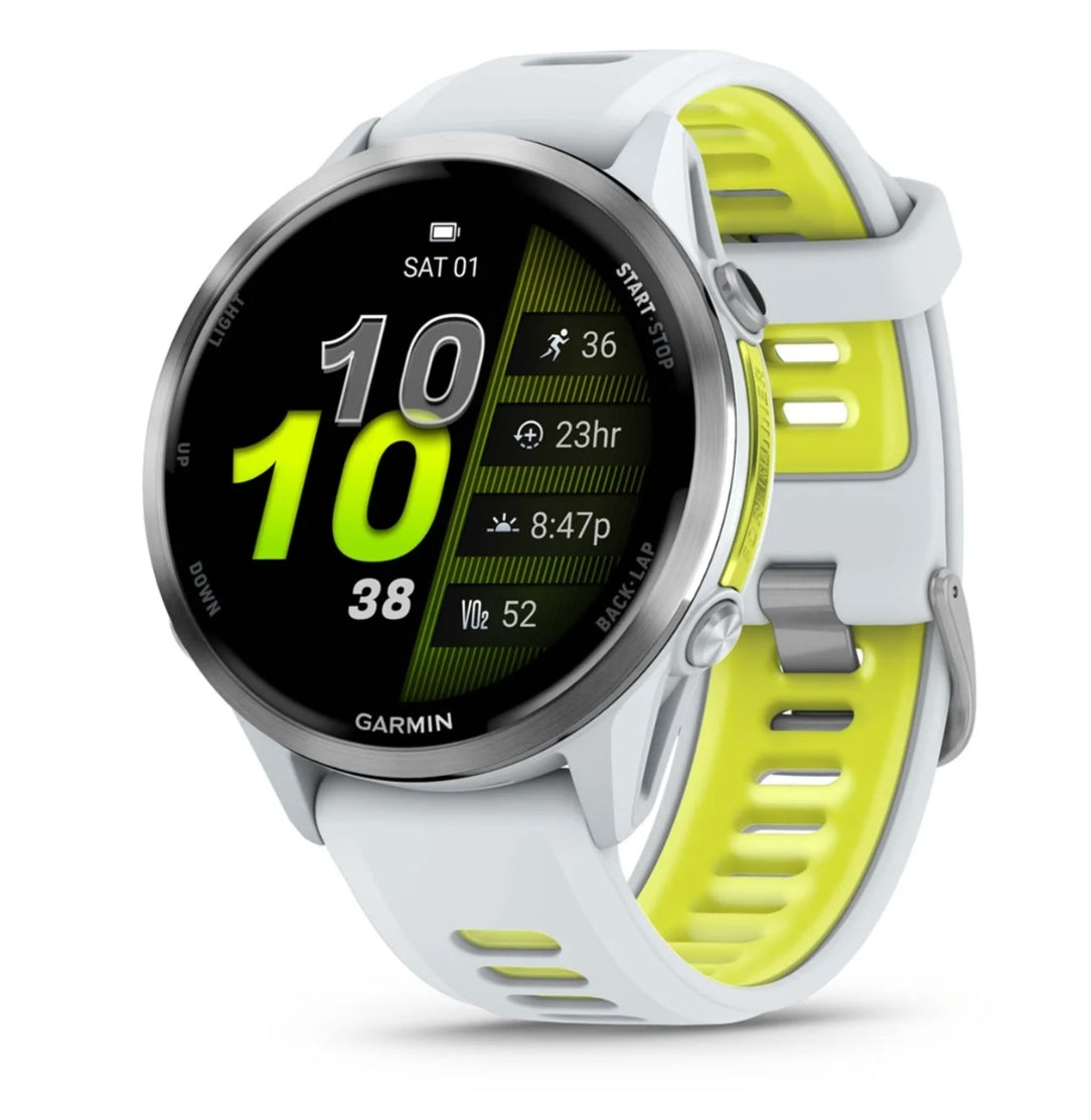 Reloj piedra blanca y amarillo Amp Garmin Forerunner® 970 music