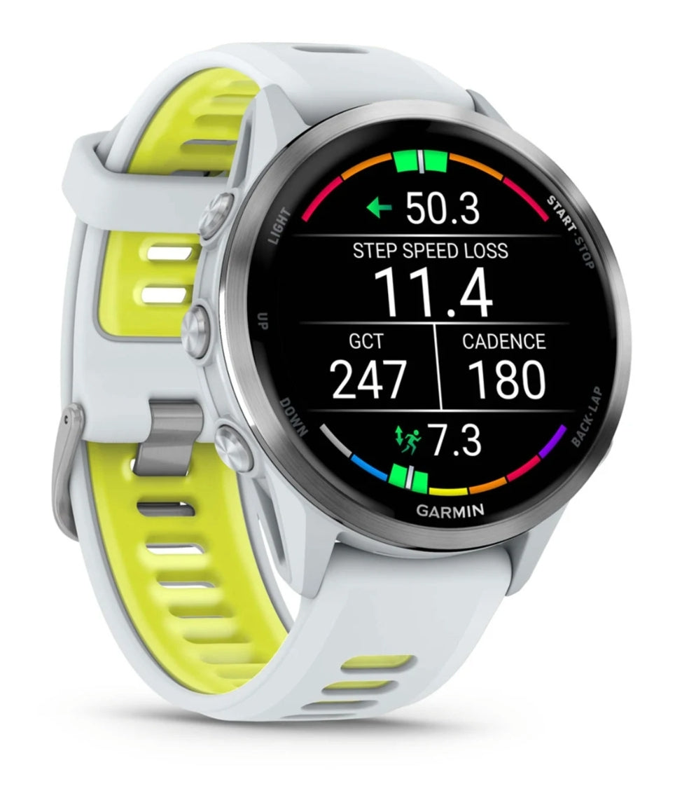 Reloj piedra blanca y amarillo Amp Garmin Forerunner® 970 music