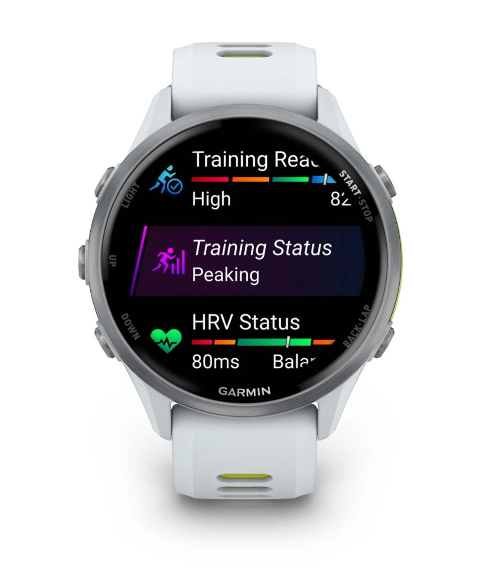 Reloj piedra blanca y amarillo Amp Garmin Forerunner® 970 music
