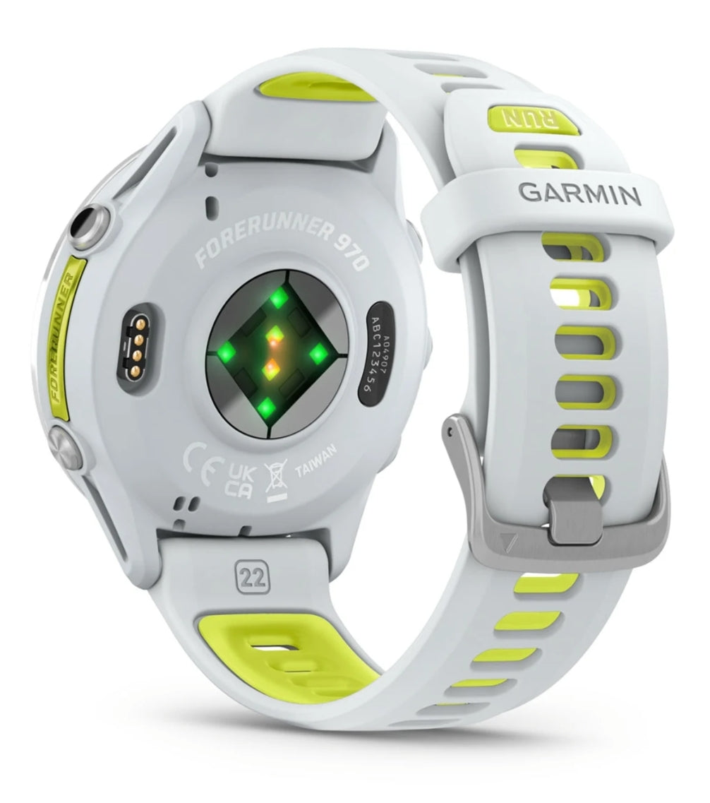 Reloj piedra blanca y amarillo Amp Garmin Forerunner® 970 music