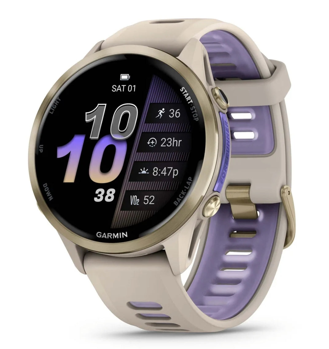 Reloj gris francés/índigo translúcido Garmin Forerunner® 970 music