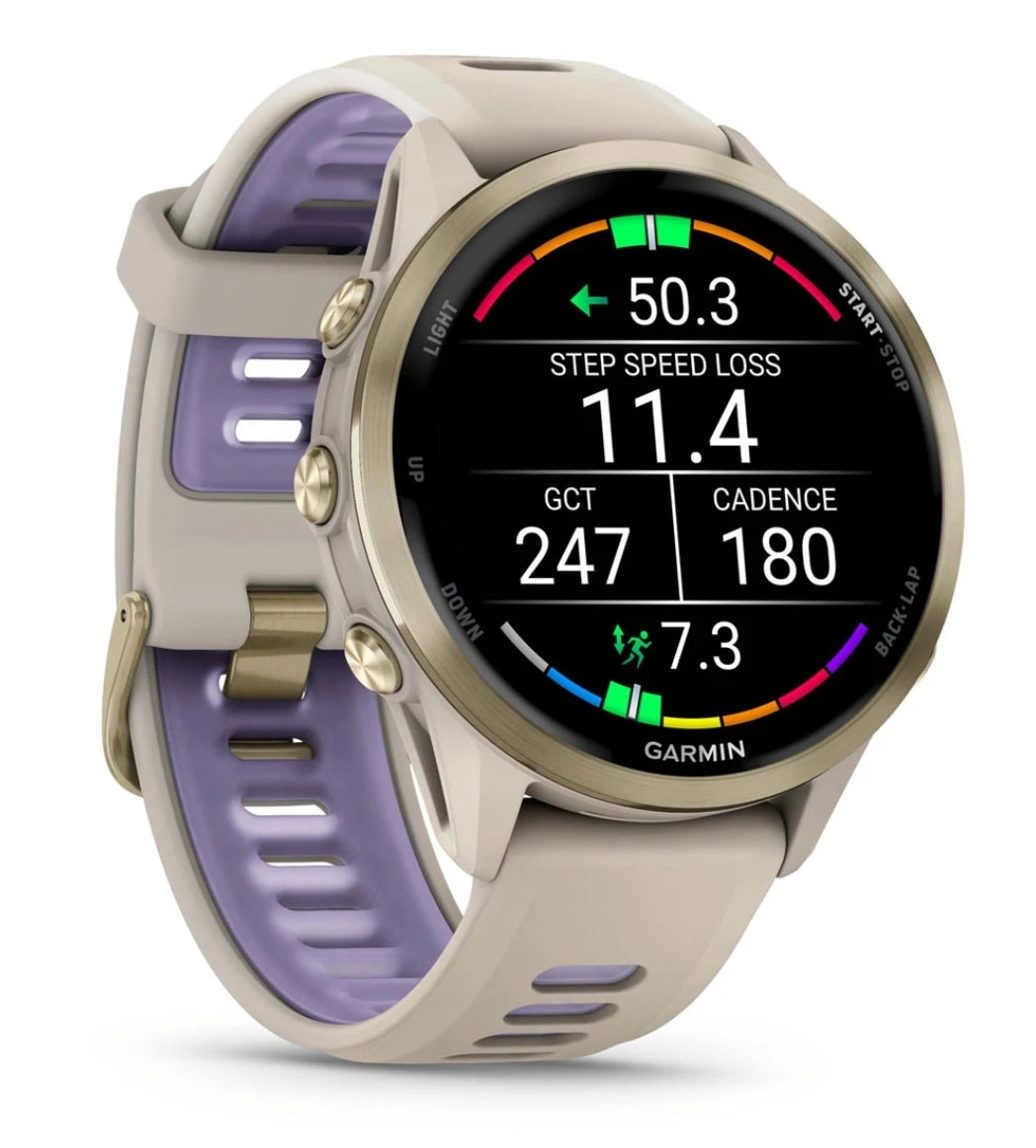 Reloj gris francés/índigo translúcido Garmin Forerunner® 970 music