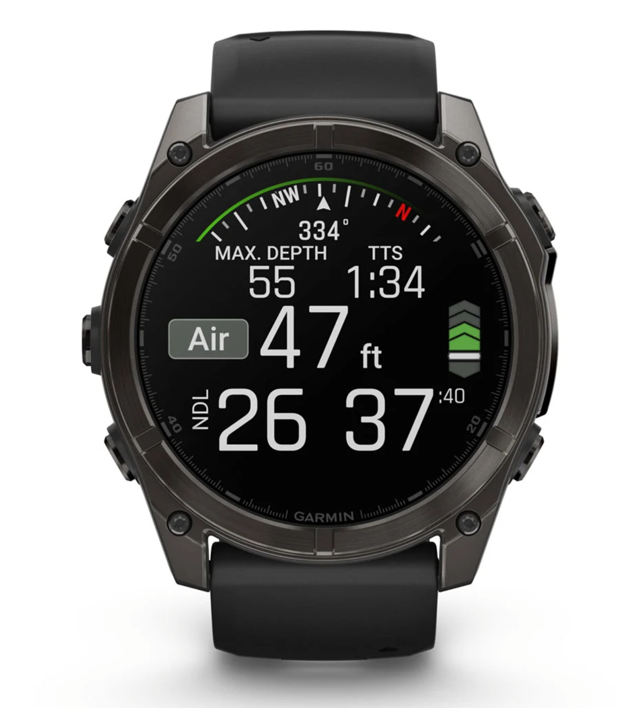 Reloj fēnix® 8 – 51 mm, AMOLED gris carbono con correa de silicona negra/gris guijarro