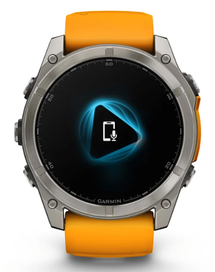 Reloj fēnix® 8 – 51 mm, AMOLED titanio con correa de silicona naranja brillante/grafito