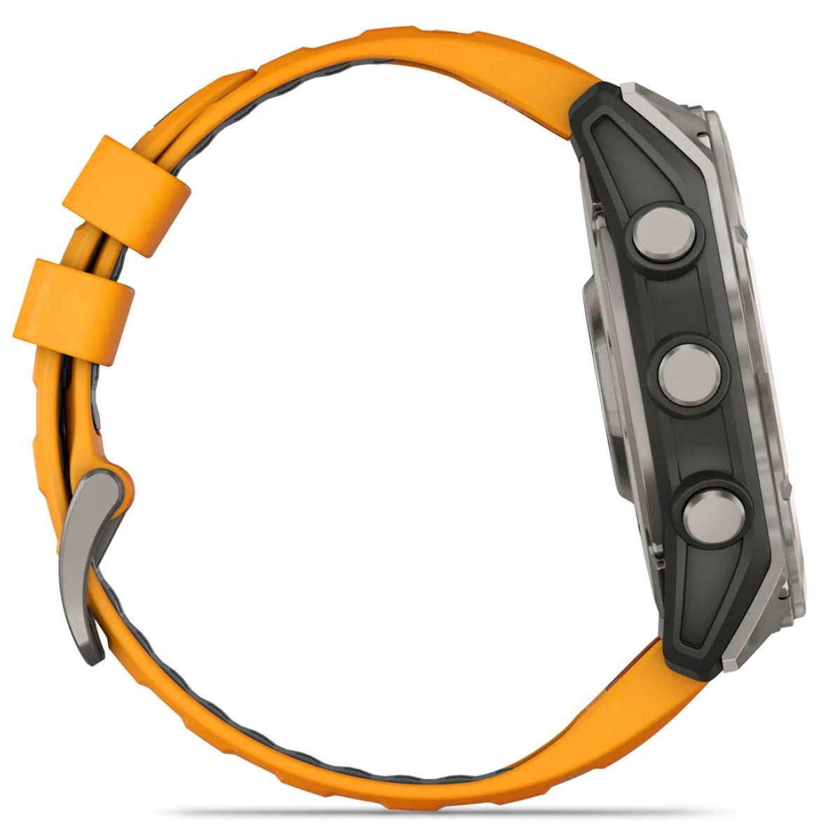 Reloj fēnix® 8 – 51 mm, AMOLED titanio con correa de silicona naranja brillante/grafito