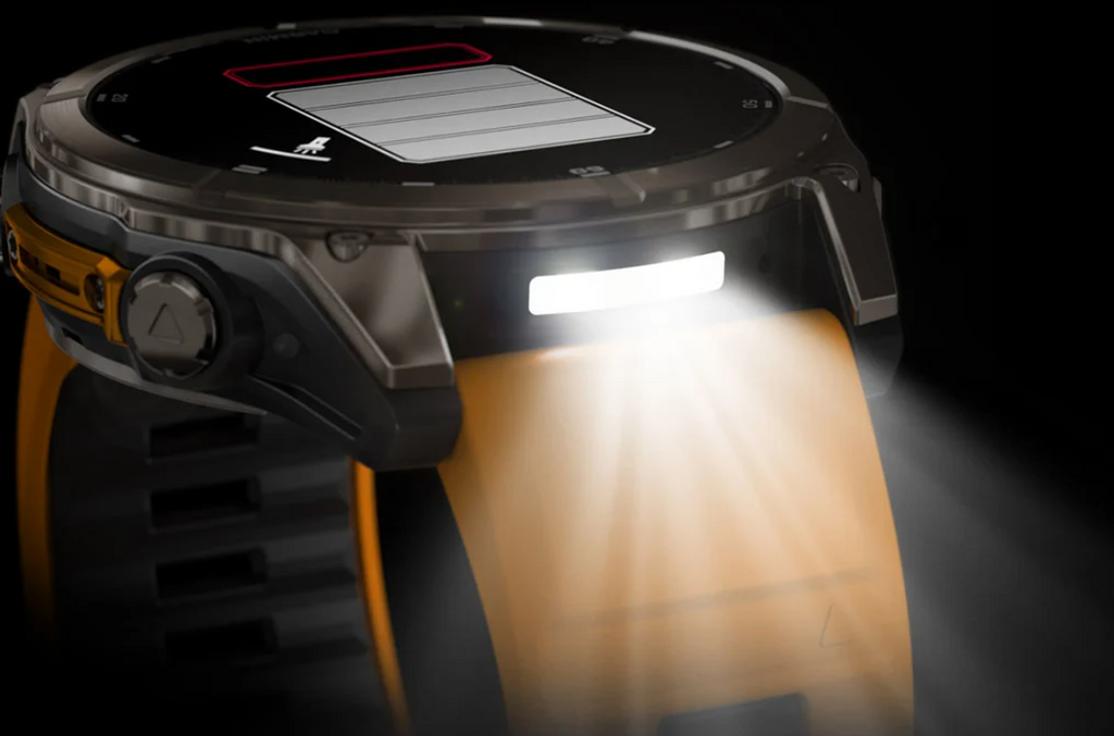 Reloj fēnix® 8 – 51 mm, AMOLED titanio con correa de silicona naranja brillante/grafito