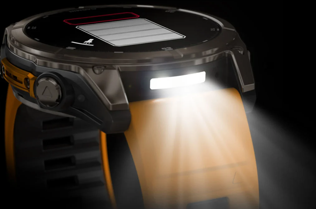 Reloj fēnix® 8 – 51 mm, AMOLED titanio con correa de silicona naranja brillante/grafito