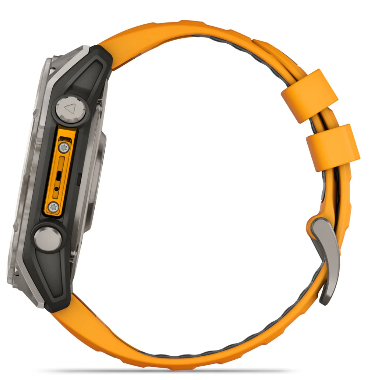 Reloj fēnix® 8 – 51 mm, AMOLED titanio con correa de silicona naranja brillante/grafito